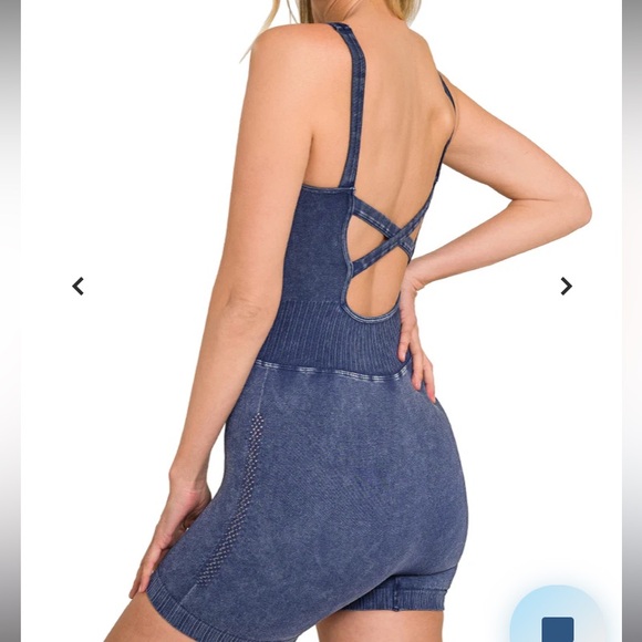 Zenana Sports Romper in Bright Neon Orange S/M - Picture 5 of 7